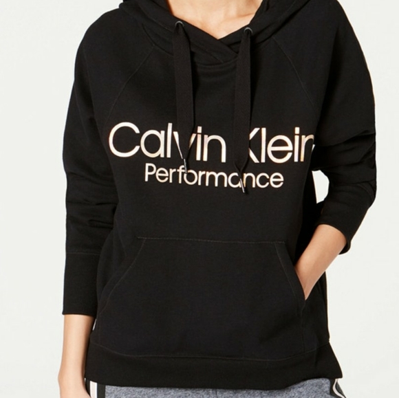 Calvin Klein Performance Logo Fleece Hoodie w/ Thumbholes Black  M & Violet Lg - Picture 2 of 16